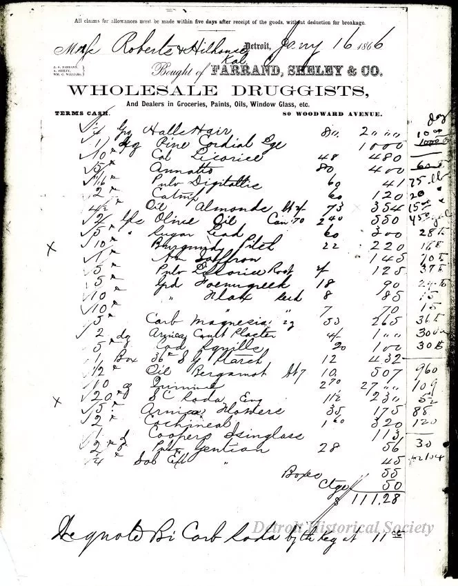Receipt - Farrand, Sheley & Co.