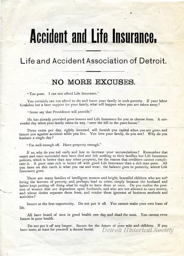 Advertisement - Accident and Life Insurance