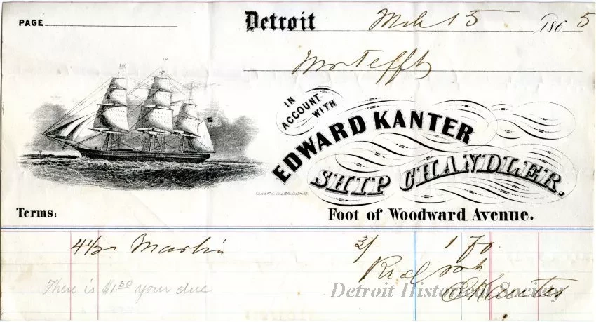 Bill-of-sale - Edward Kanter, Ship Chandler