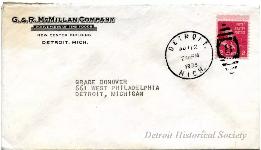 Letter - G. & R. McMillan Company, 
Purveyors of Fine Foods