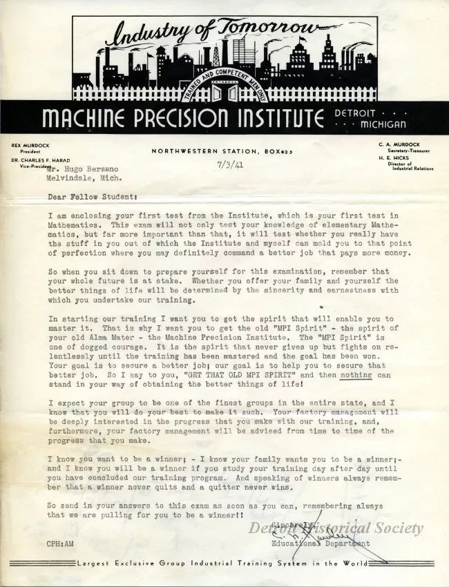 Letter - Machine Precision Institute