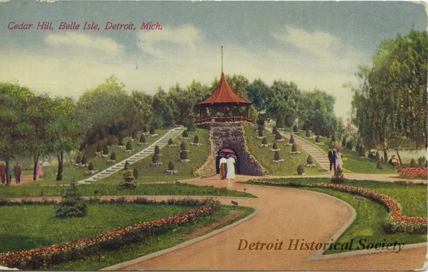 Postcard - Cedar Hill, Belle Isle, Detroit, Mich.