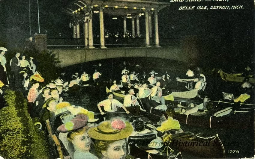 Postcard - Band Stand at Night, Belle Isle, Detroit, Mich.