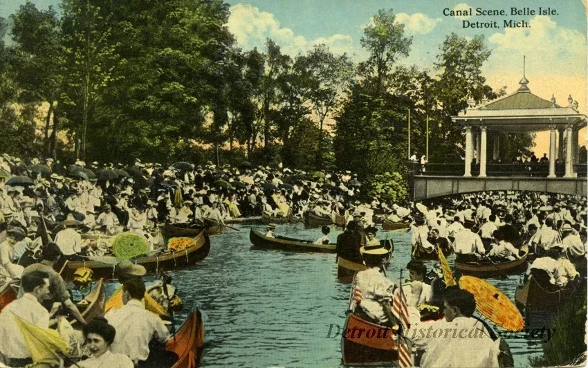 Postcard - Canal Scene, Belle Isle, Detroit, Mich.