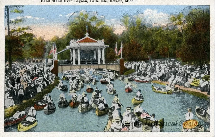 Postcard - Band Stand over Lagoon, Belle Isle, Detroit, Mich.