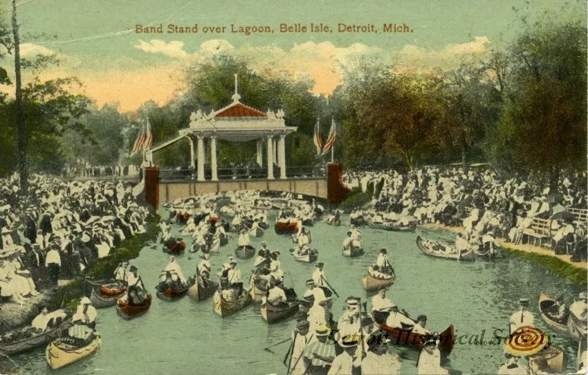 Postcard - Band Stand over Lagoon, Belle Isle, Detroit, Mich.