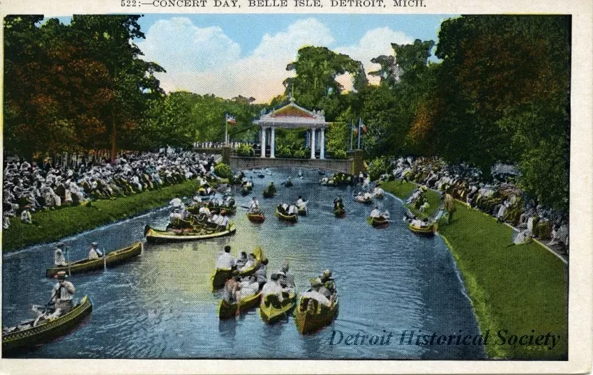 Postcard - Concert Day, Belle Isle, Detroit, Mich.