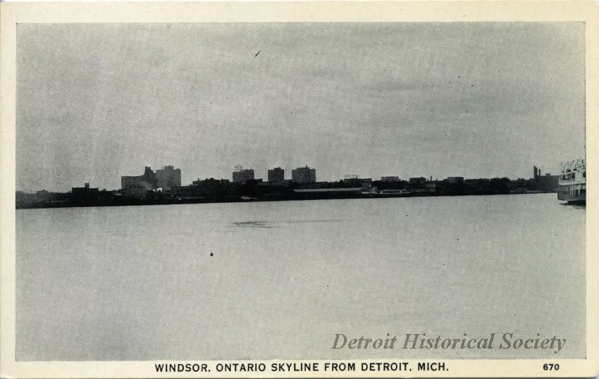 Postcard - Windsor, Ontario Skyline from Detroit, Mich.