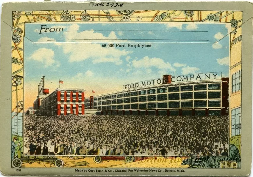 Post Folder - A super-Souvenir from Detroit. Showing 20 Views of the Ford Plant, Worlds Largest, Manufacturers of Automobiles.