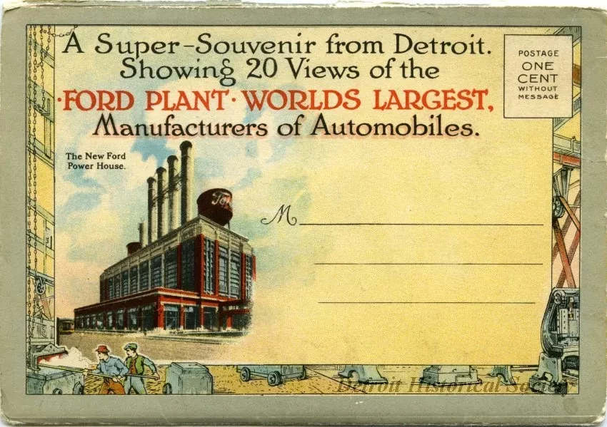 Post Folder - A super-Souvenir from Detroit. Showing 20 Views of the Ford Plant, Worlds Largest, Manufacturers of Automobiles.