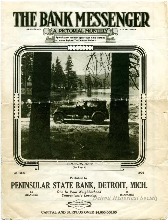 Newsletter - The Bank Messenger - A Pictorial Monthly
(published by Peninsular State Bank)