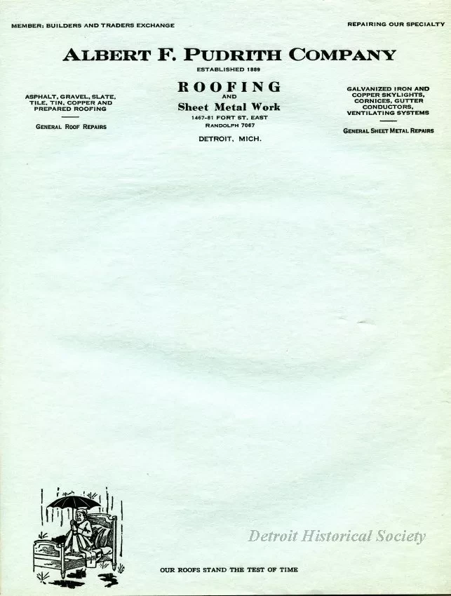 Paper, Letterhead - Albert F. Pudrith  Company