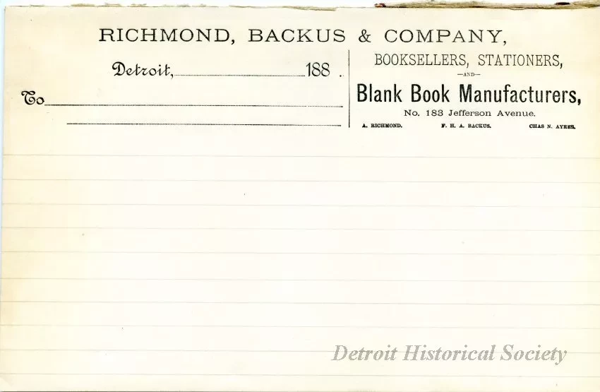 Paper, Letterhead - Richmond, Backus & Company
