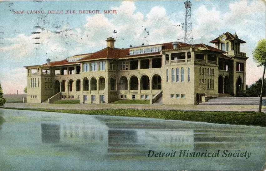 Postcard - New Casino, Belle Isle, Detroit, Mich.