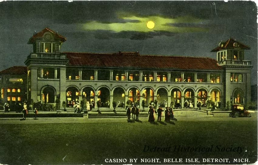 Postcard - Casino by Night, Belle Isle, Detroit, Mich.