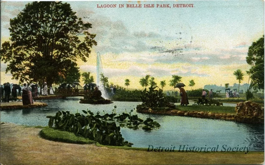 Postcard - Lagoon in Belle Isle Park, Detroit.