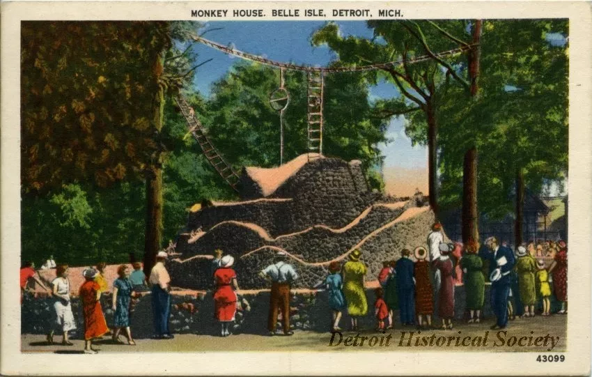 Postcard - Monkey House, Belle Isle, Detroit, Mich.
