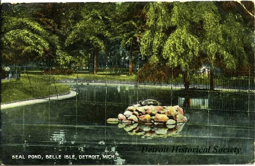 Postcard - Seal Pond, Belle Isle, Detroit, Mich.