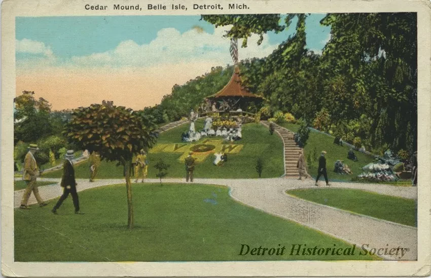 Postcard - Cedar Mound, Belle Isle, Detroit, Mich.