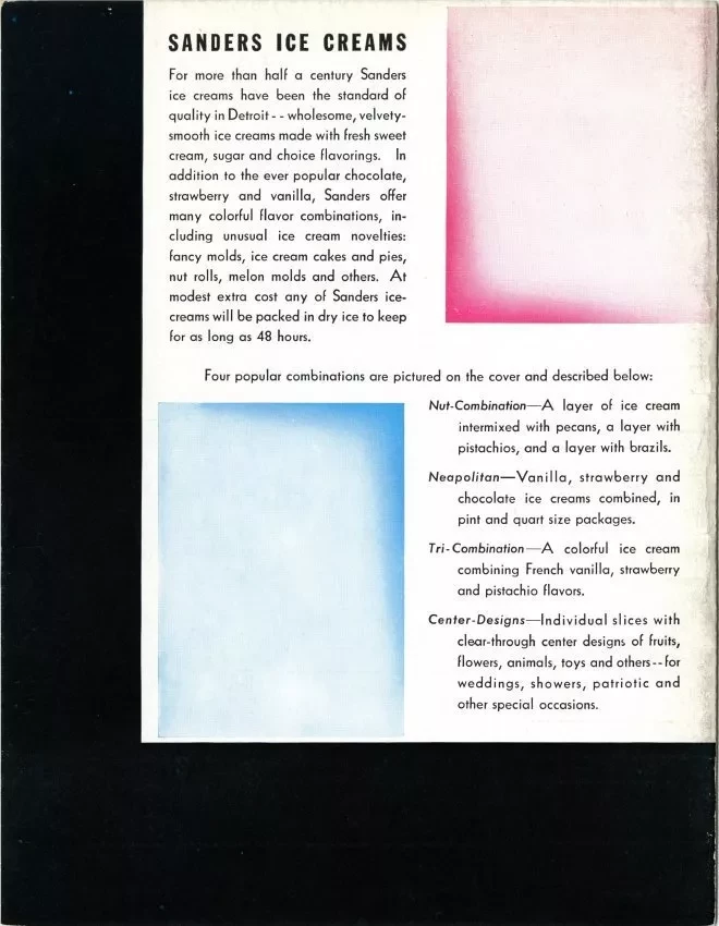 Menu - Ice Creams by Sanders for All Occasions