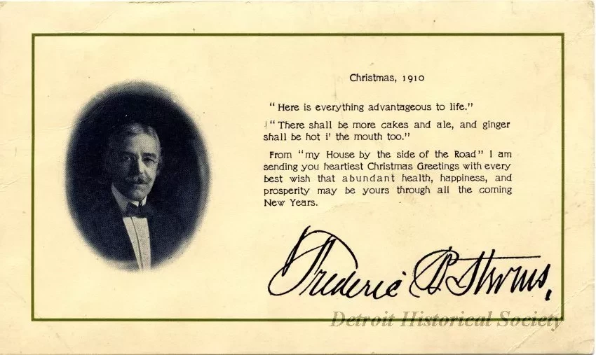 Card, Greeting - Christmas, 1910
Frederick K. Stearns