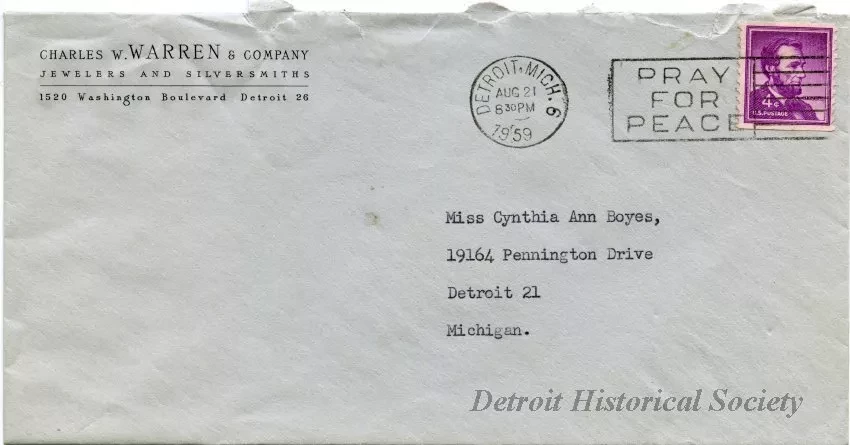 Letter - Charles W. Warren & Company
Jewelers and Silversmiths