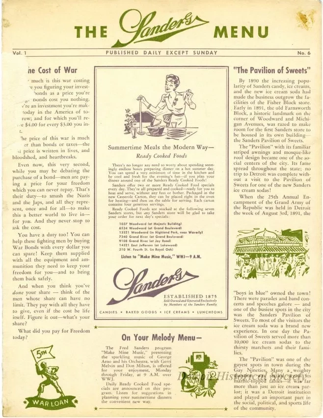 Menu - The Sanders Menu