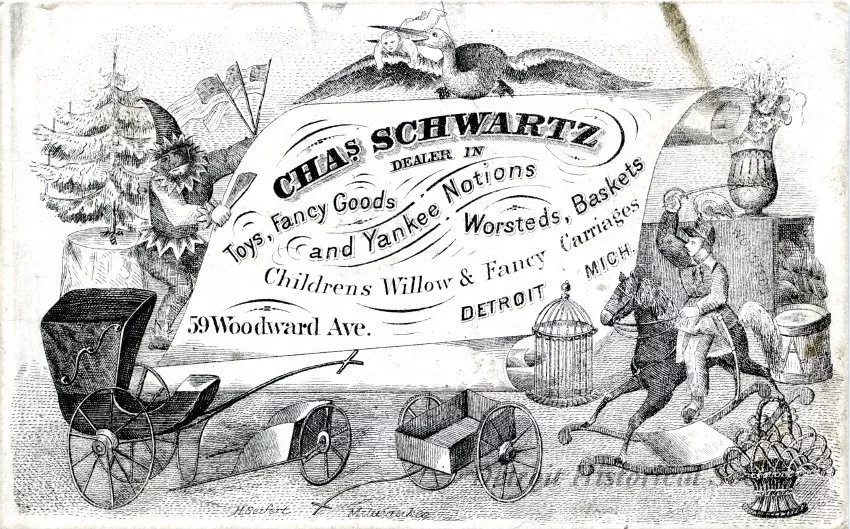 Card, Business - Chas. Schwartz,
Dealer in Toys, Fancy Goods, and Yankee Notions