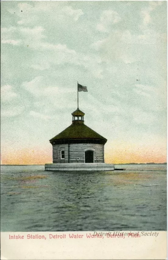Postcard - Intake Station, Detroit Water Works, Detroit, Mich.