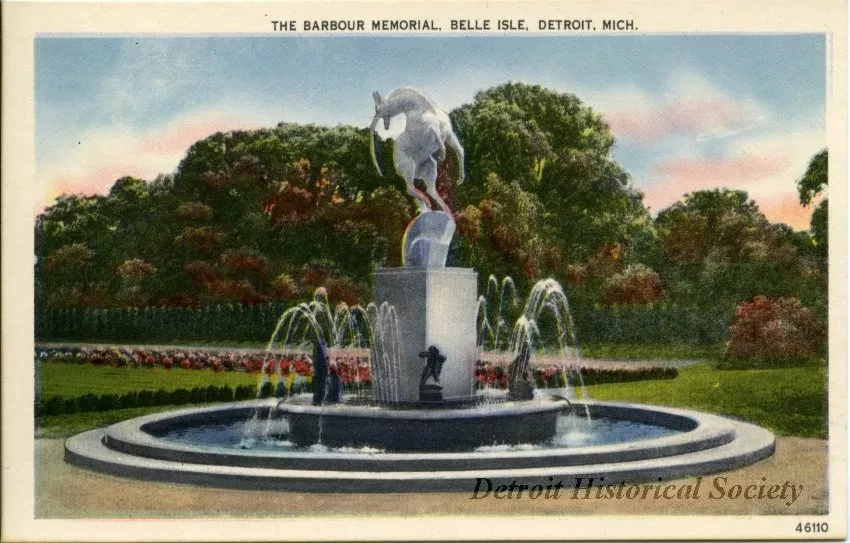Postcard - The Barbour Memorial, Belle Isle, Detroit, Mich.