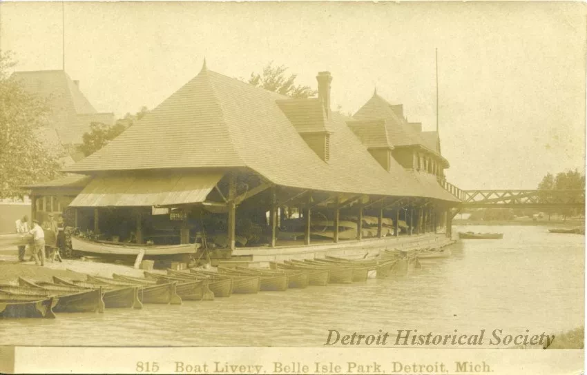Postcard - Boat Livery, Belle Isle Park, Detroit, Mich.