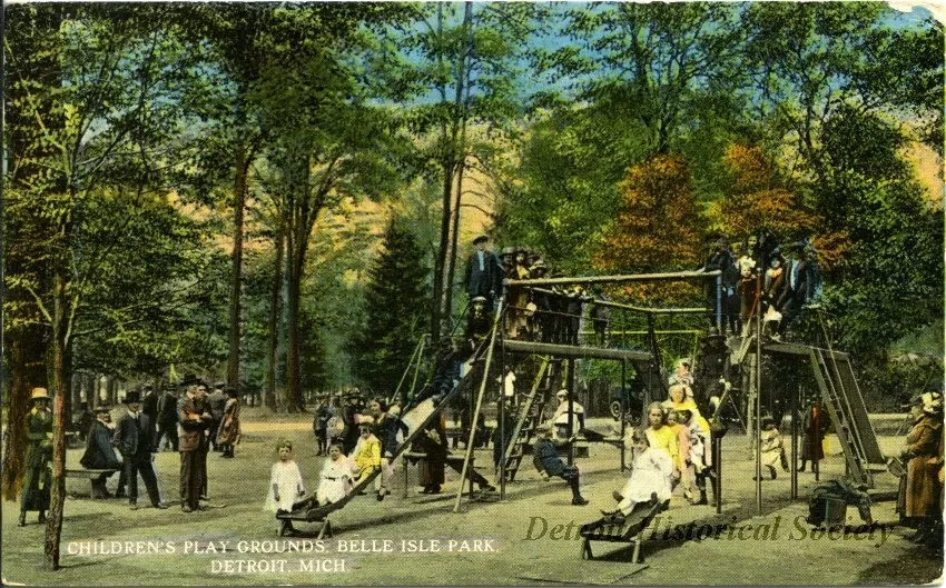 Postcard - Children's Play Grounds, Belle Isle Park, Detroit, Mich.