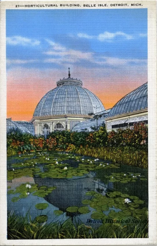 Postcard - Horticultural Building, Belle Isle, Detroit, Mich.
