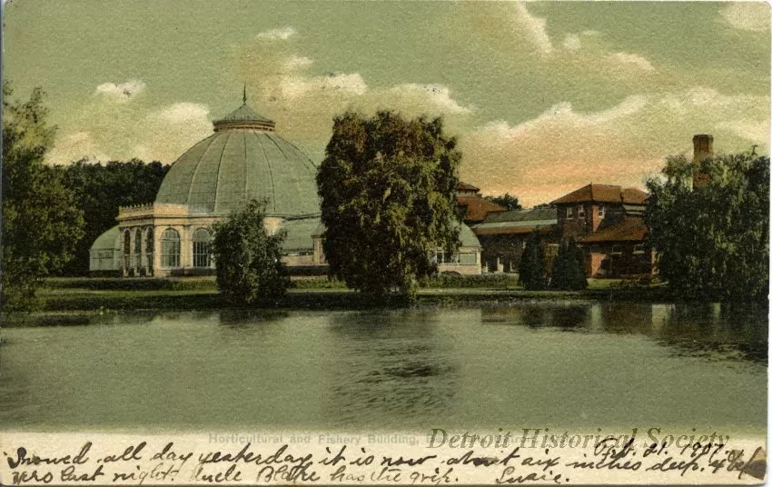Postcard - Horticultural and Fishery Building, Belle Isle, Detroit, Mich.