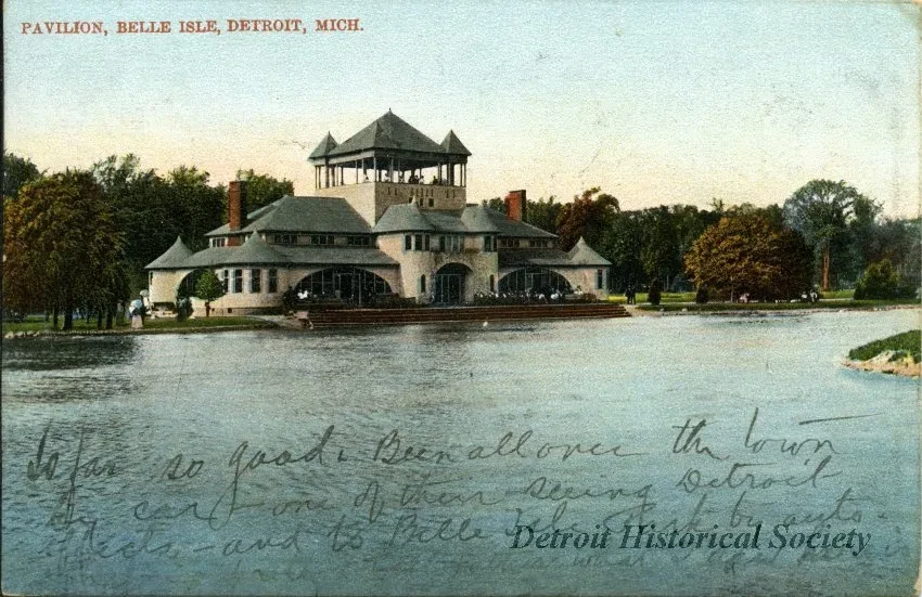 Postcard - Pavilion, Belle Isle, Detroit, Mich.