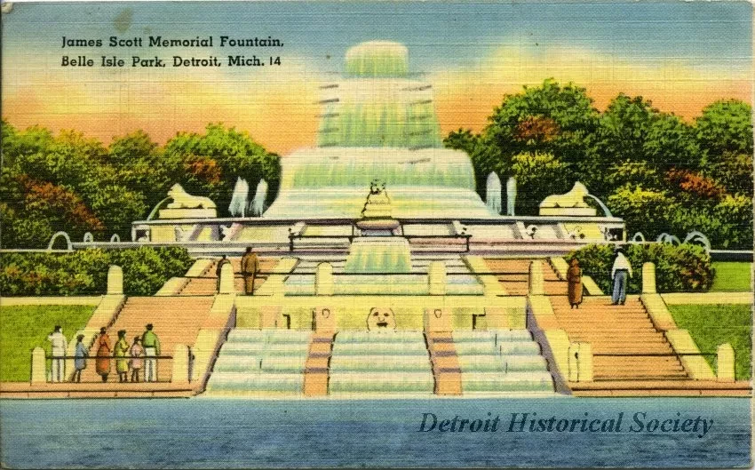 Postcard - James Scott Memorial Fountain, Belle Isle Park, Detroit, Mich.