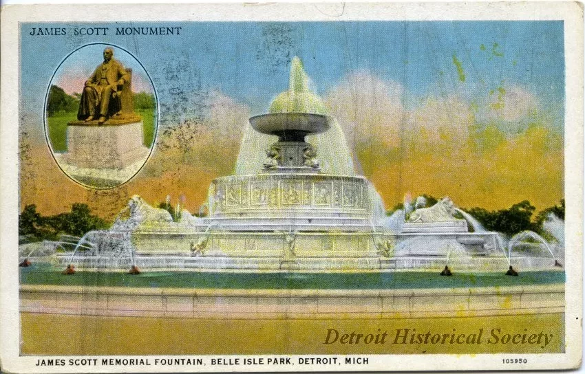 Postcard - James Scott Memorial Fountain, Belle Isle Park, Detroit, Mich.