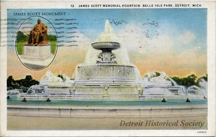Postcard - James Scott Memorial Fountain, Belle Isle Park, Detroit, Mich.