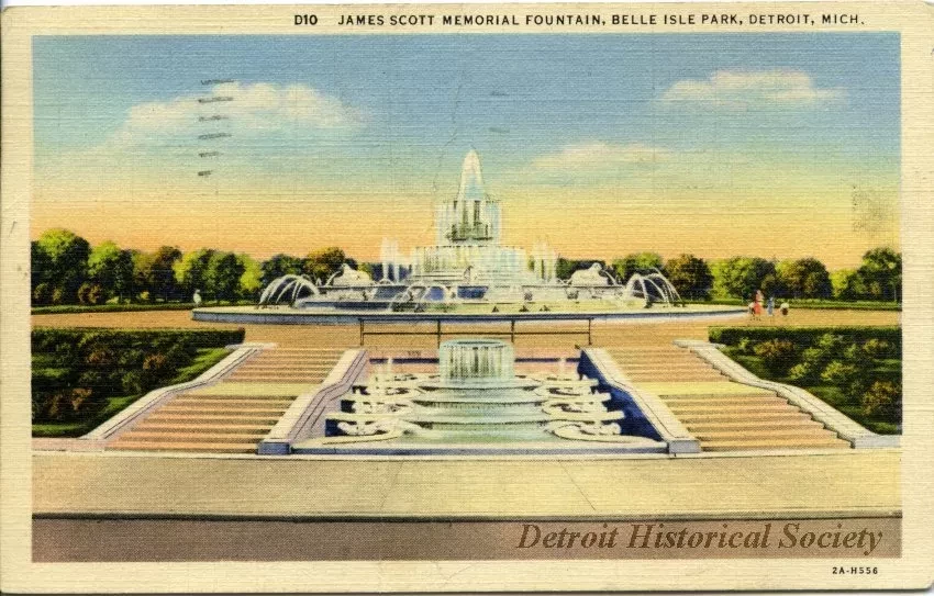 Postcard - James Scott Memorial Fountain, Belle Isle Park, Detroit, Mich.