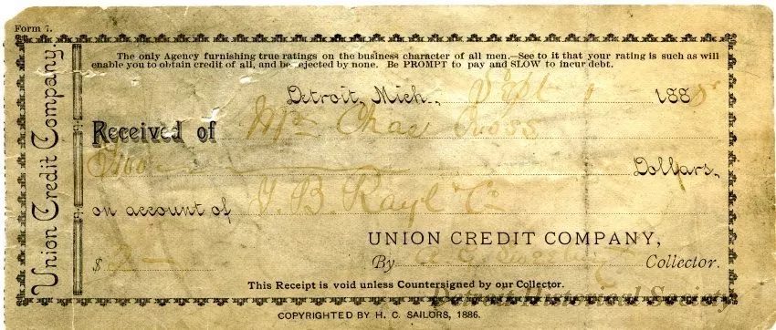 Receipt - Union Credit Company