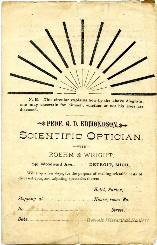 Advertisement - Prof. G. D. Edmondson, Scientific Optician,
with Roehm & Wright
