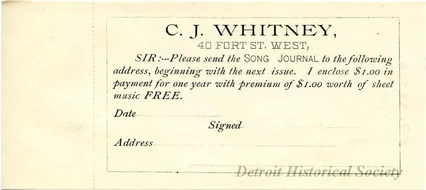 Advertisement - C. J. Whitney