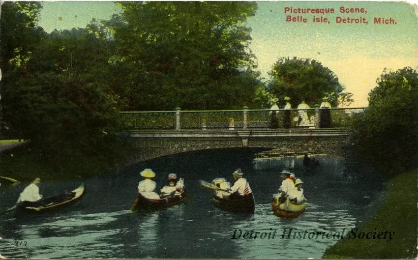 Postcard - Picturesque Scene, Belle Isle, Detroit, Mich.