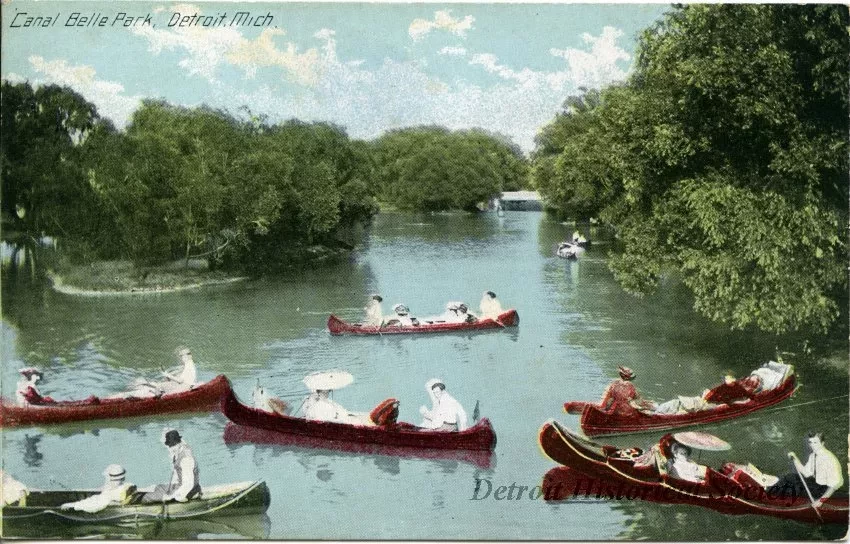 Postcard - Canal Belle Park, Detroit, Mich.