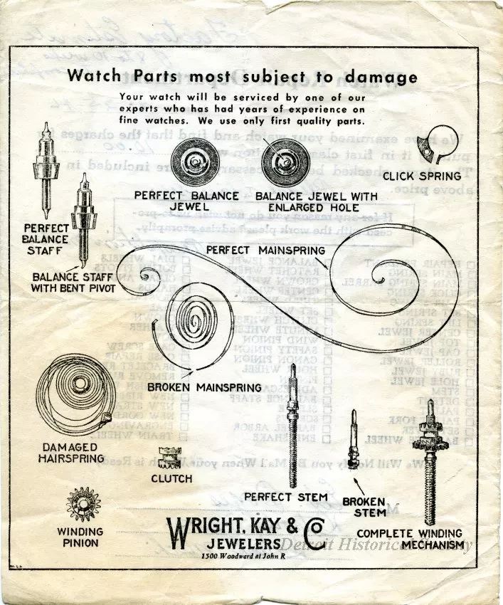 Receipt - Watch Repair Department
[Wright, Kay & Company]
