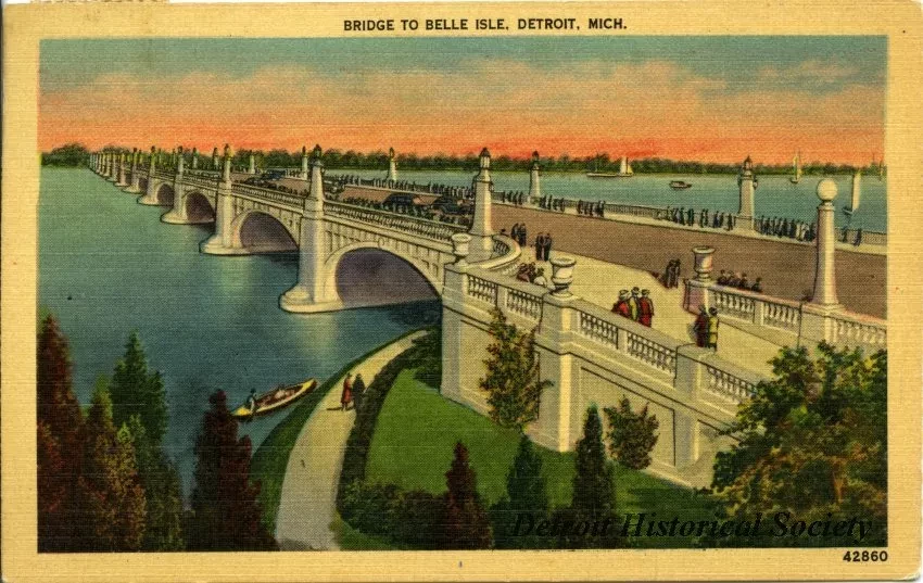 Postcard - Bridge to Belle Isle, Detroit, Mich.