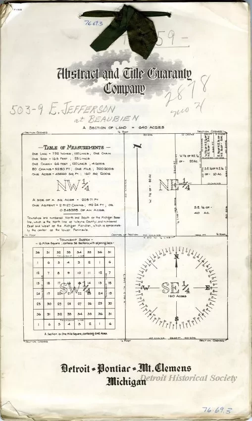 Title, Abstract - Abstract of Title,
Lot 59 of Part of the L. Beaubien Farm