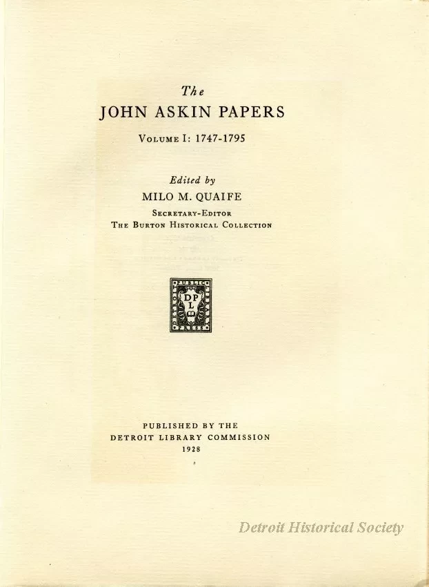 Book - The John Askin Papers
