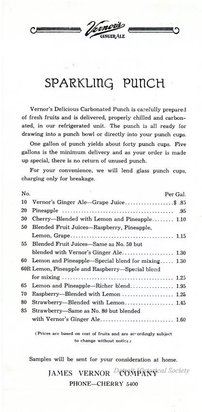 Advertisment - Vernor's Ginger Ale
Party Service Unit