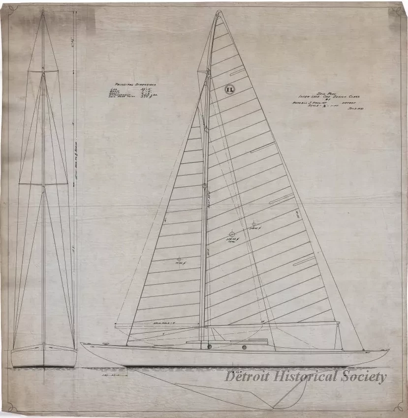 Drawing, Technical - Sail Plan 
Interlake One Design Class